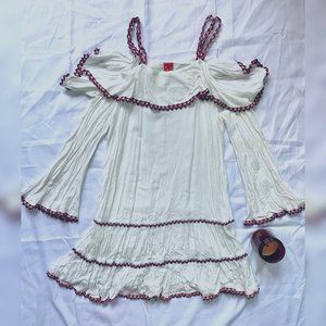 Red Carter White Shoulder Sleeves Minidress